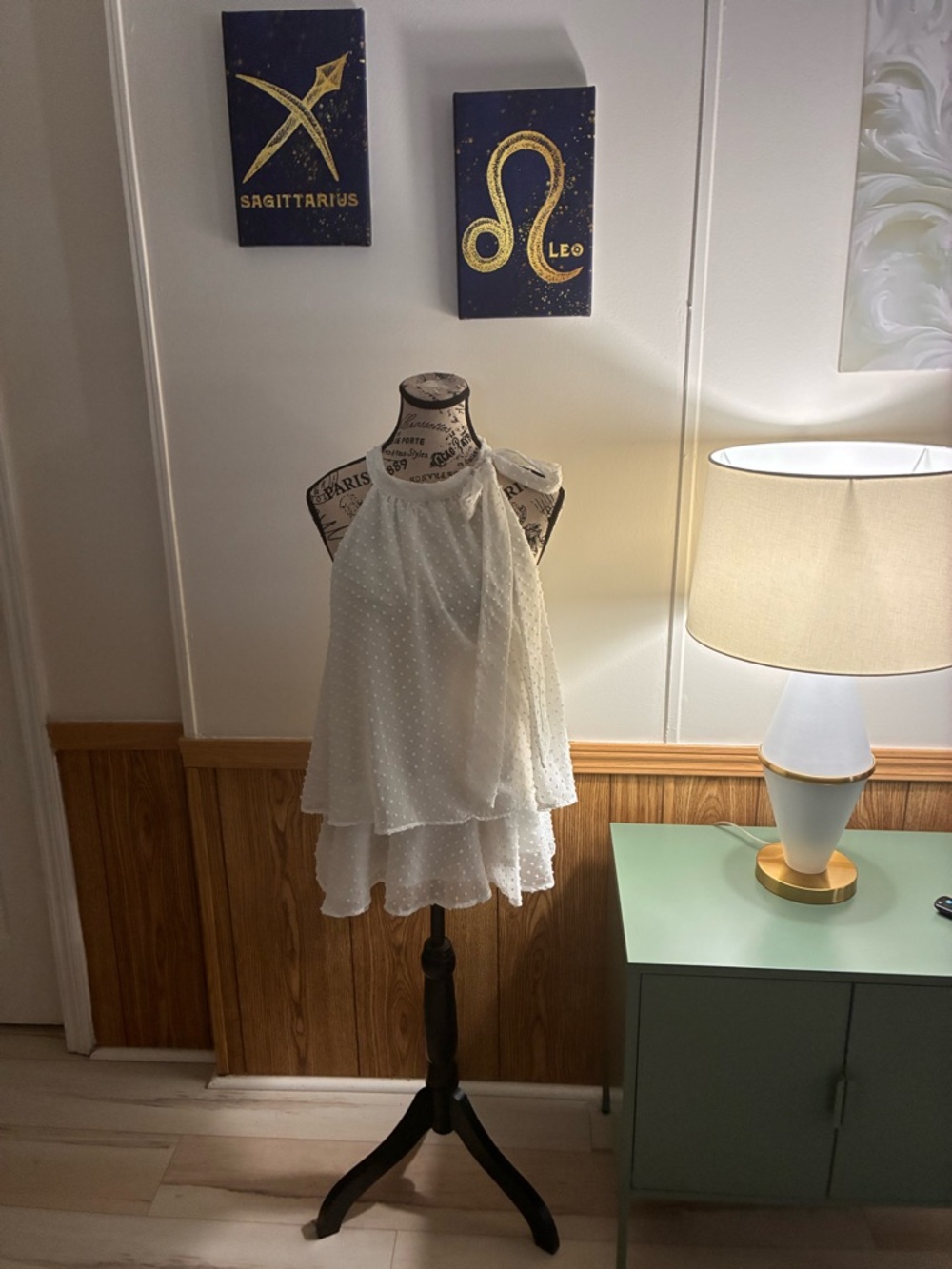 White Swiss Dot Halter Tiered Blouse Plus Sz 16 nwot